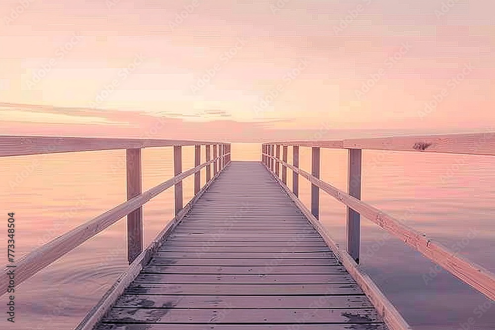 Wooden Pier Extending Into Water at Sunset Wooden Pier Extending Into Water at Sunset