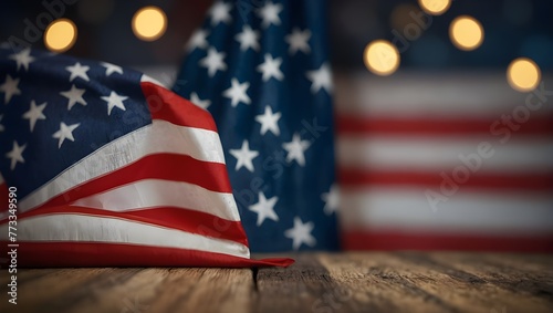 Happy Fourth of July! American Flag on Dark Background with Sparkler and Smoke for an Independence Day Celebration Concept