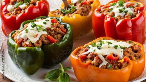 Stuffed peppers with stuffed veal and vegetables