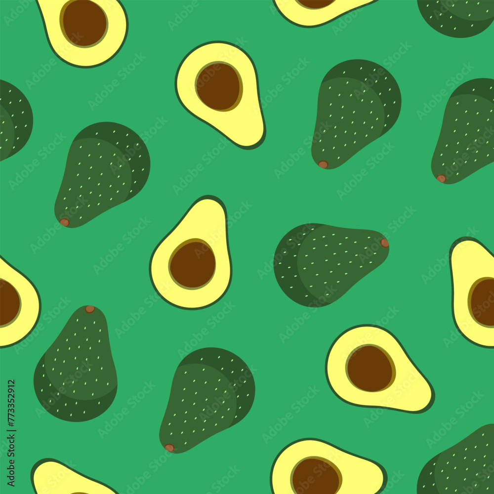 Avocado seamless pattern vector editable stroke food green background Avocado seamless pattern vector editable stroke food green background