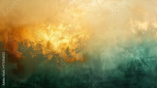 Marbled green and golden abstract background. Liquid marble ink pattern. Wallpaper