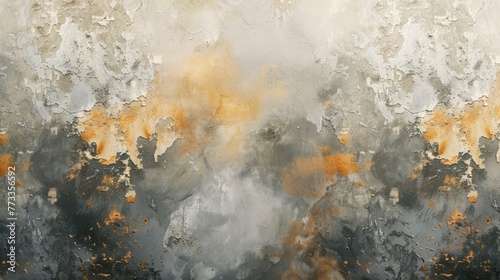 Grunge gold and grey background with some stains on it. © nataliia_ptashka