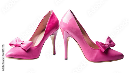Bow high heels isolated on Transparent background. National Two Different Colored Shoes Day