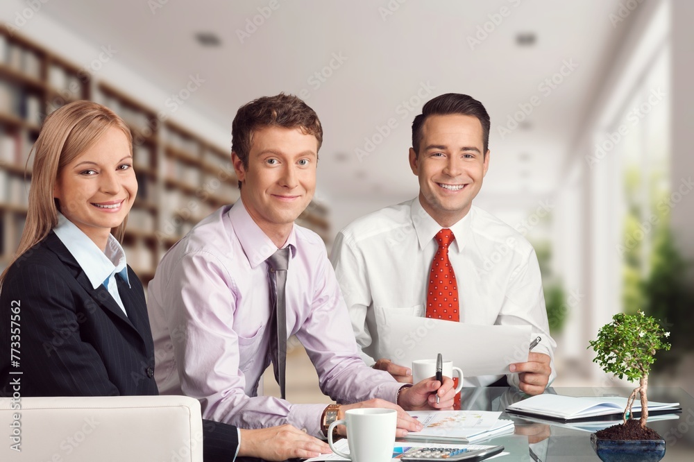 Cheerful group of successful business people in a modern office Cheerful group of successful business people in a modern office