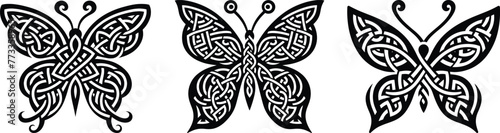 Celtic butterfly pattern. Oriental tattoo for the lower back. Girl's transferable temporary tattoo
