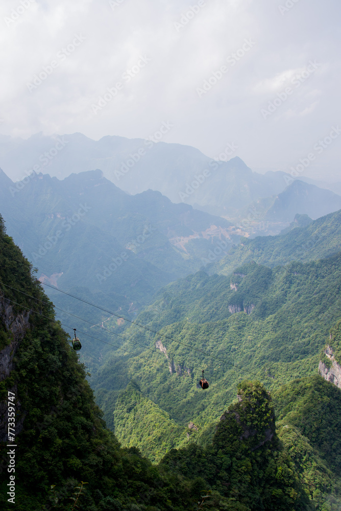 Zhangjiajie, China - September 29 2015: Geological wonders and natural rock pillars in Zhangjiajie National Park in Hunan China