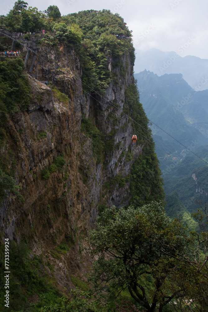 Zhangjiajie, China - September 29 2015: Geological wonders and natural rock pillars in Zhangjiajie National Park in Hunan China