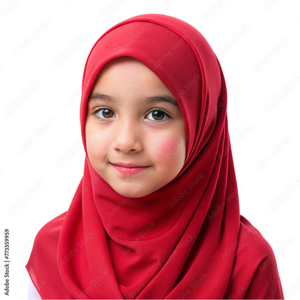 Red girl with hijab isolated on Transparent background. Red girl with hijab isolated on Transparent background.