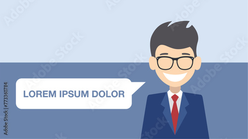 Infographics. Happy successful young man. Vector illustration