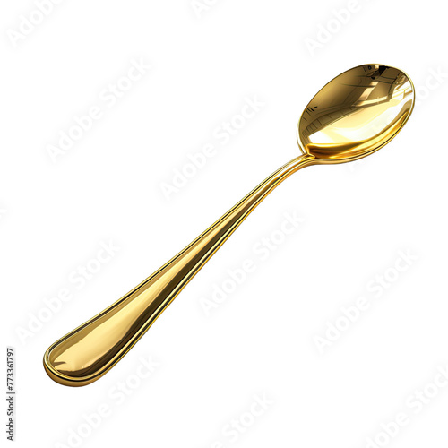 Gold spoon isolated on transparent background