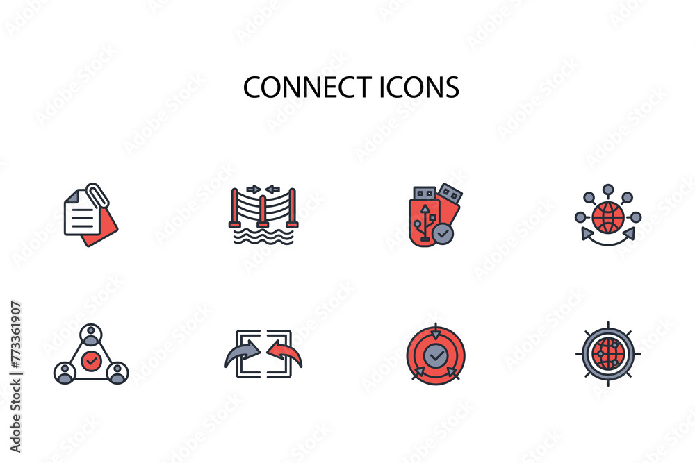 Connect icon icon set.vector.Editable stroke.linear style sign for use web design,logo.Symbol illustration.