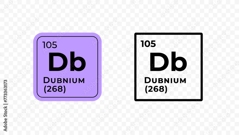 Dubnium, chemical element of the periodic table vector design - obrazy, fototapety, plakaty 