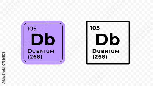 Dubnium, chemical element of the periodic table vector design
