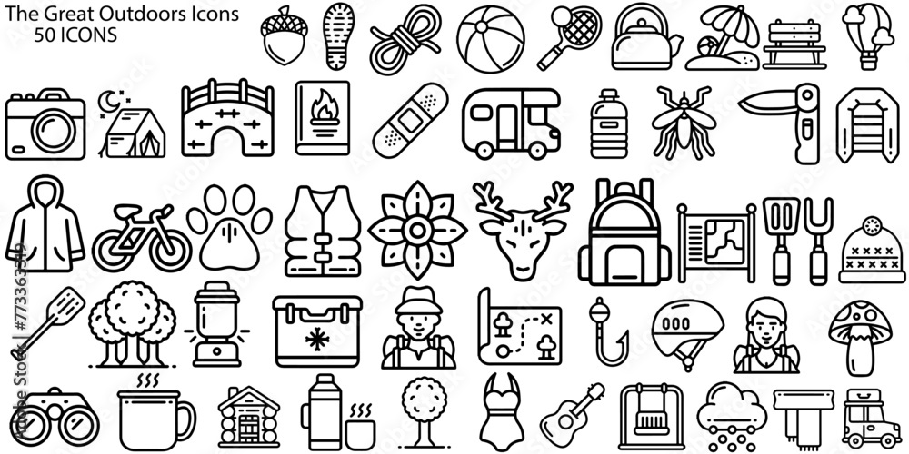 Camping Flat Icon Set Isolated On White Background
Camping Flat Icon Set Isolated On White Background