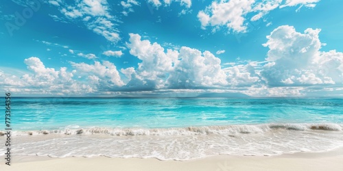 Azure ocean sand and blue sky Generative AI © València