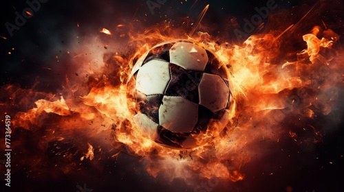 Football with sparks flying, Soccer ball on drops water trail © Media Srock