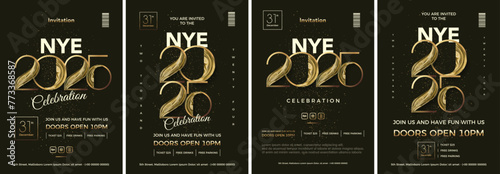 Golden layer happy new year 2024 design. With gold and black colors, the design is elegant and bold.