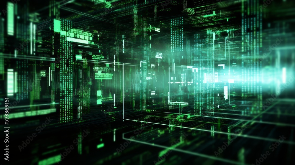 Matrix of Green Code Falling Across Multiple Screens Matrix of Green Code Falling Across Multiple Screens