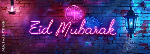 Eid Wishes in neon light