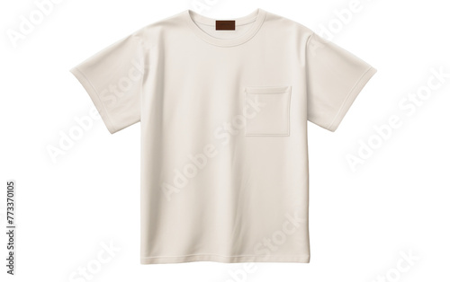 A white t-shirt featuring a stylish pocket on the chest