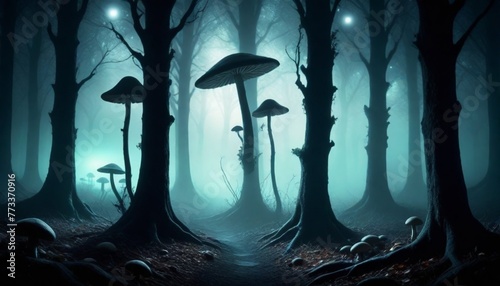 dark and mysterious Magical starlit forest with gl (2)