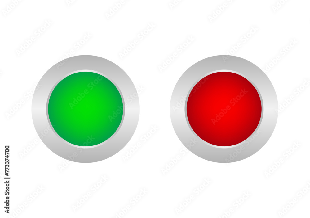 Start and Stop Button. Vector Illustration Isolated on White Background. Start and Stop Button. Vector Illustration Isolated on White Background.