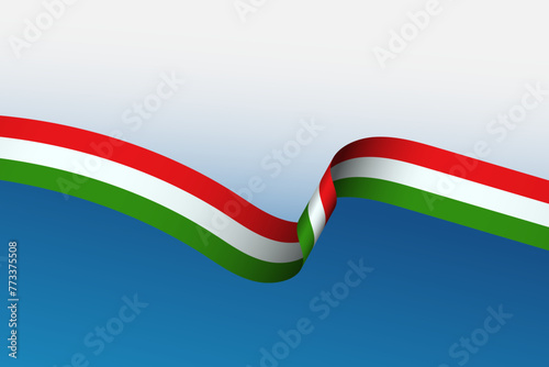 Italian flag ribbon with banner, background, poster, card, template, layout. Italy patriotic National holiday promo