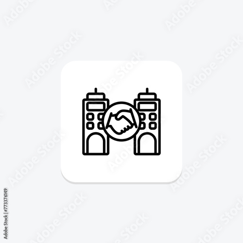 Alliance Building icon, building, alliance, collaboration, partnership line icon, editable vector icon, pixel perfect, illustrator ai file