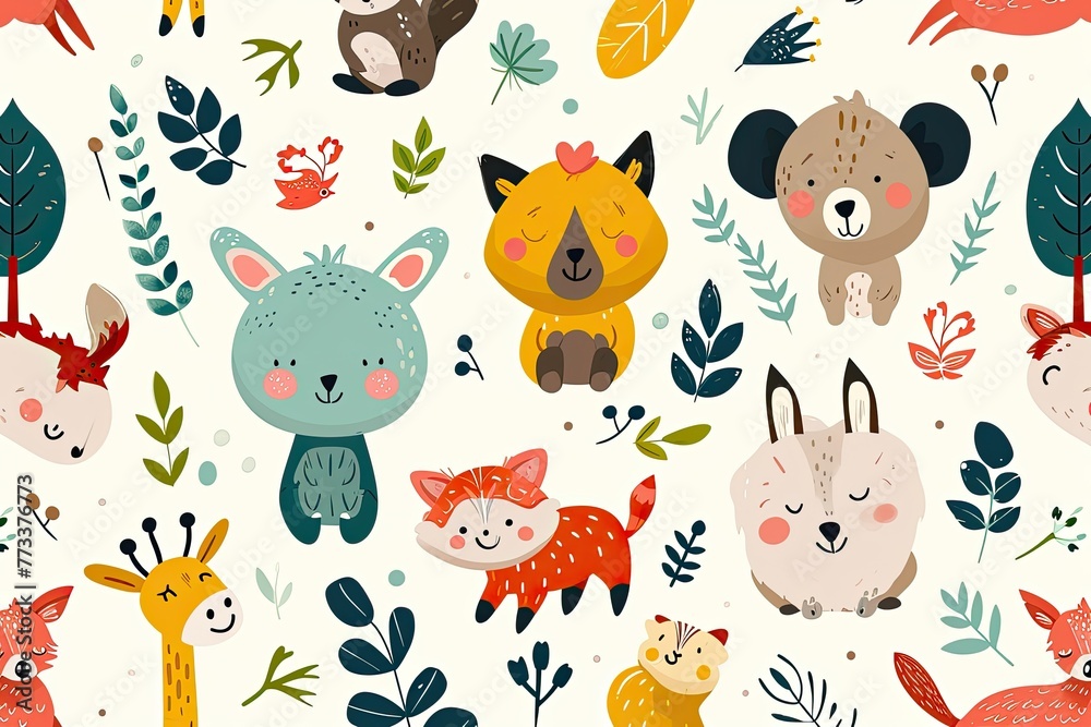 Animal pattern background with adorable animals and playful designs Animal pattern background with adorable animals and playful designs