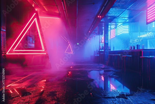Cyberpunk-inspired neon city with a gritty atmosphere, Futuristic neon cityscape infused with a gritty ambiance reminiscent of cyberpunk aesthetics.