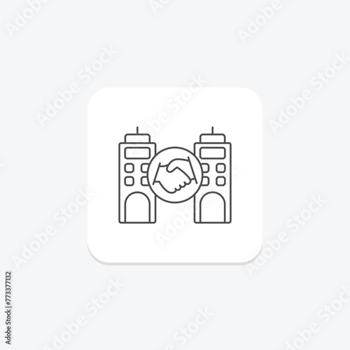 Alliance Building icon, building, alliance, collaboration, partnership thinline icon, editable vector icon, pixel perfect, illustrator ai file