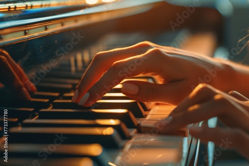 Girl's hands playing the piano