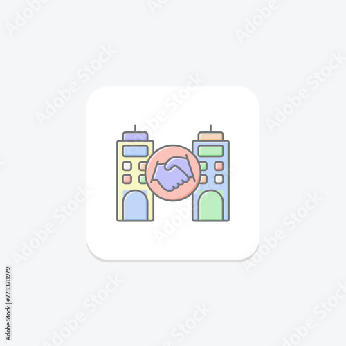 Alliance Building icon, building, alliance, collaboration, partnership lineal color icon, editable vector icon, pixel perfect, illustrator ai file