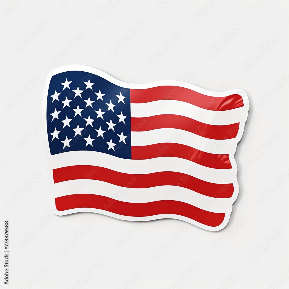 Fototapeta premium American flag sticker on a white background. Concept country, politics, world champion, Olympics, competition, elections, president, banner, nation, symbol, travel, citizenship,usa,football,sport.