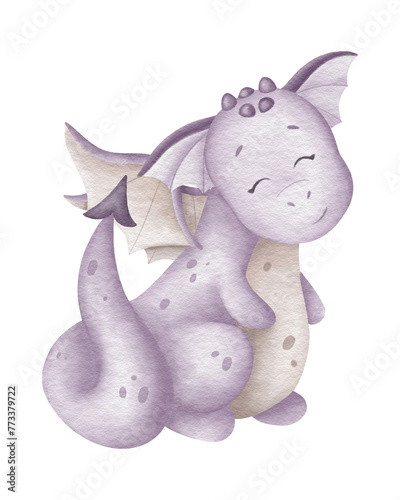 Dragon baby animals dinosaur watercolor illustration png