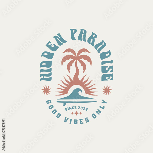Vintage surf design template for surf club, surf shop, surf merch.