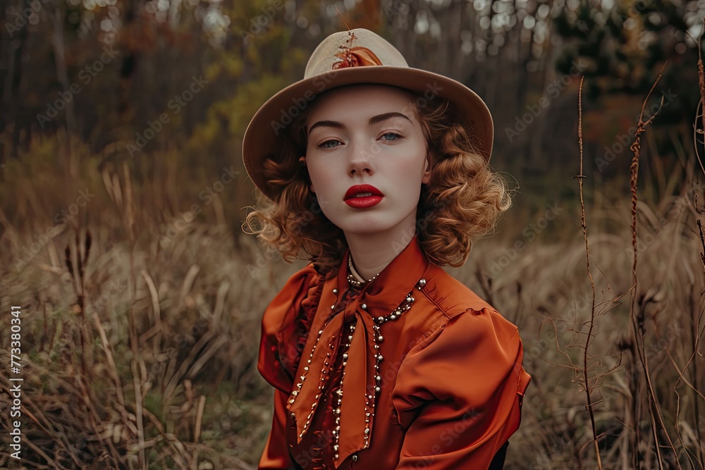 Editorial shot with a vintage-inspired fashion aesthetic, A captivating editorial shot featuring a vintage-inspired fashion aesthetic, evoking nostalgia and timeless elegance.