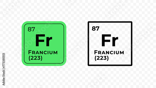 Francium, chemical element of the periodic table vector design