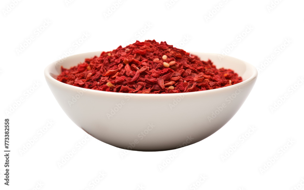 A white bowl overflows with vibrant red food, creating a striking visual contrast A white bowl overflows with vibrant red food, creating a striking visual contrast