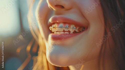 teenager with dental braces  ai