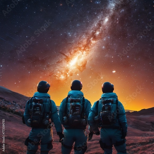 astronauts in the night