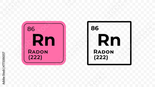 Radon, chemical element of the periodic table vector design