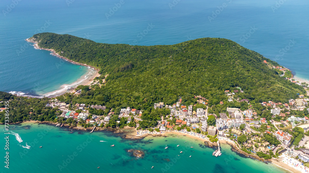 Bombinhas Beach in Santa Catarina. Aerial view taken with a drone. Brazil.