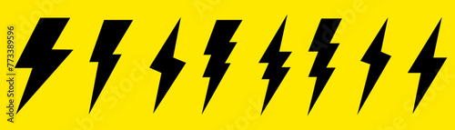 flash lightning bolt icon. Electric power symbol. Power energy sign, vector illustration Lightning bolt flash thunder icon electric isolated vector. Lightning bolt icons set, Thunder icon