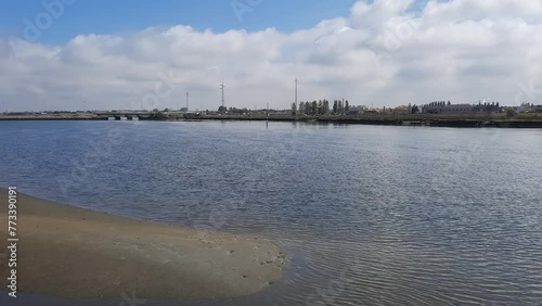 Wallpaper Mural Shot of a clean lake with some trees and a road with cars passing by in the background. Torontodigital.ca