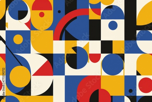 Abstract geometric pattern  playful shapes  primary colors  childlike wonder