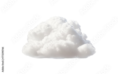 A solitary white cloud drifts gracefully on a pure white background