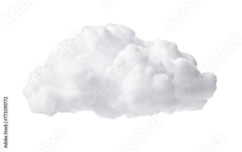 A delicate white cloud hovers gracefully on a background of pure white