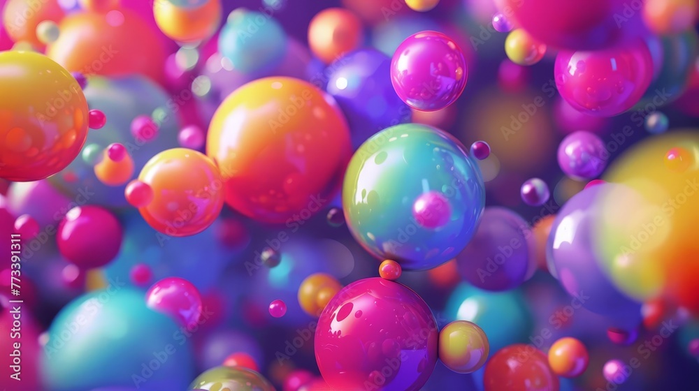 Colorful 3D abstract spheres floating in space, vibrant geometric shapes render Colorful 3D abstract spheres floating in space, vibrant geometric shapes render