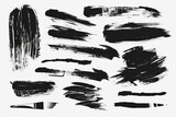 Set of black paint brush strokes and traces, hand-drawn vector icons and elements illustration